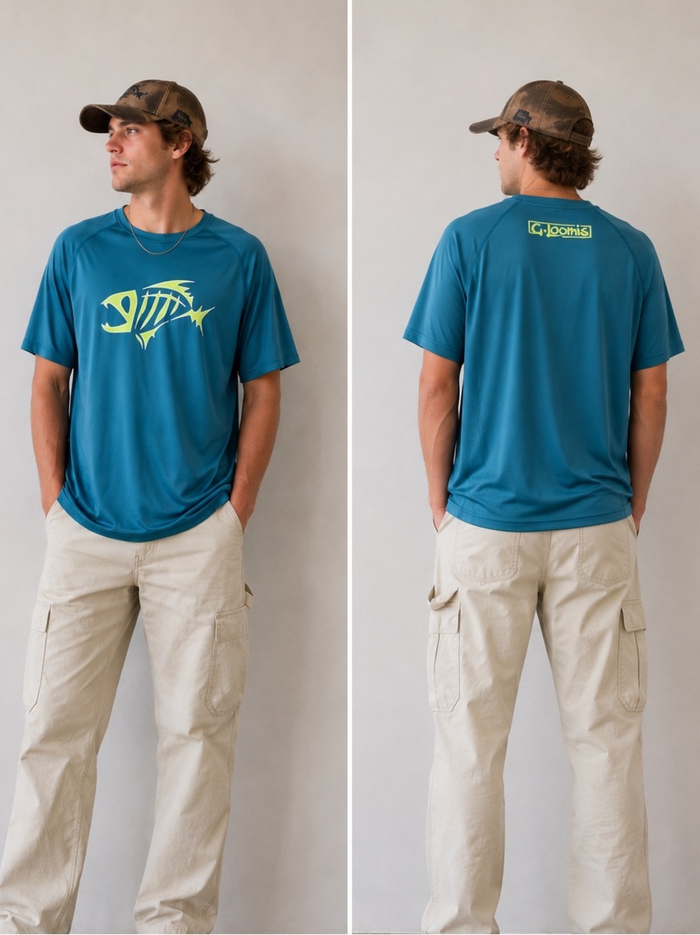 G.Loomis Shirt Mens Large Blue Long Sleeve Performance Fishing Fish Logo